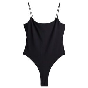 Wilfred Free Black Spaghetti Strap Thong Bodysuit Size Medium  ⭐️
